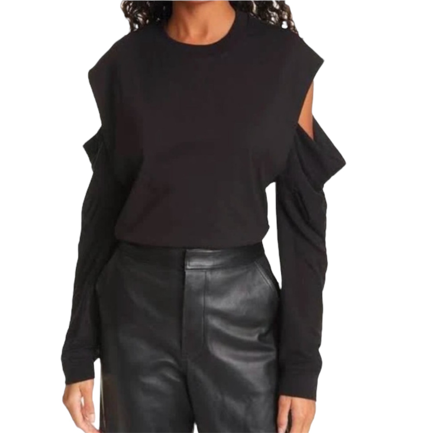 Rta Nwt Capucine Cutout Draped Sleeve Blouse Size Xs Black Dust Mark At Collar